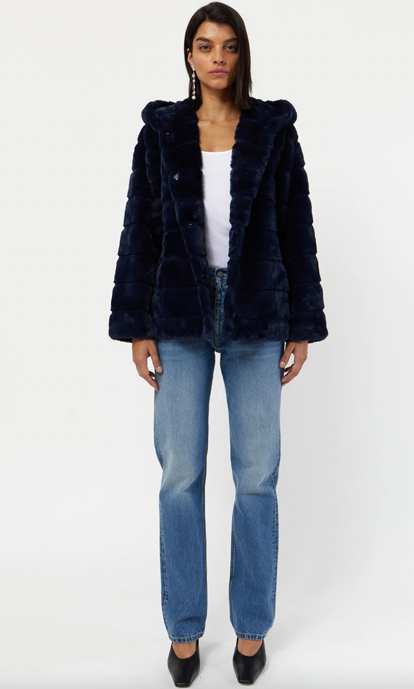 Apparis Goldie Navy Faux Fur Jacket