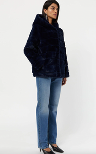 Apparis Goldie Navy Faux Fur Jacket