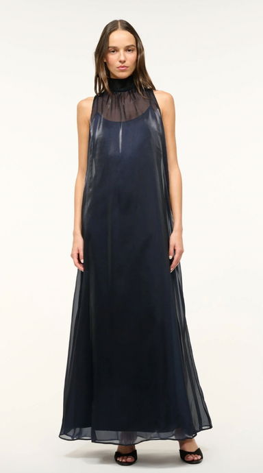 Staud Albee Dress in Midnight Blue/Black